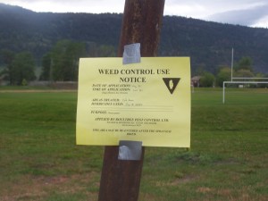 Notice of an application of herbicide