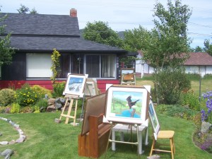 A work of art at a station of a historical house in Merritt.  Photo KDG