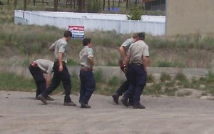 fire crew returning from slave lake