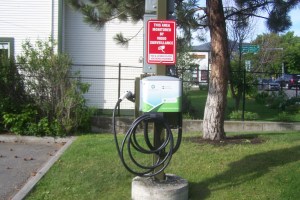Green EV charger Photo KDG