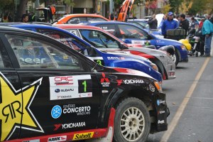 A lone rally car was seen at the Tim Hortons, the picture is a file photo of a ralley last year...