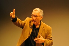 Dr.Eugene Atleo speaks to staff members and interested public at the NVIT lecture theater, Wednesday November 20th. Re- member