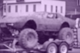 Mud racing cars leaving after a sanctioned event in Merritt, BC,Ca Photo KDG