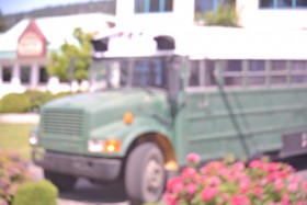 A Bus used by firefighters from New Mexico,sits in a local motel. Photo KDG