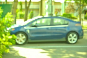 A General Motors product, Chevy Volt charges up on the free AC Charger, July 2014 Photo KDG